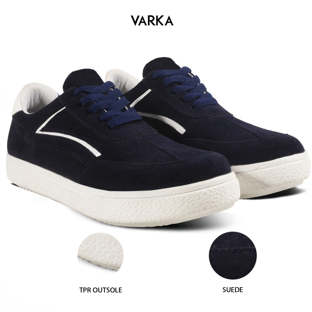 Sepatu Sneakers Wanita V 5634 Brand Varka Sepatu Casual Kets Kuliah Kerja Hangout Warna Navy Putih