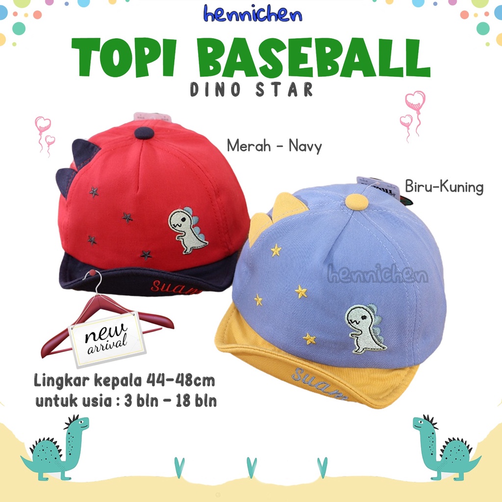 TOPI BASEBALL DINO STAR TOPI BAYI TOPI ANAK IMPORT 3D MOTIF DINO FASHION ANAK LAKI-LAKI CNA