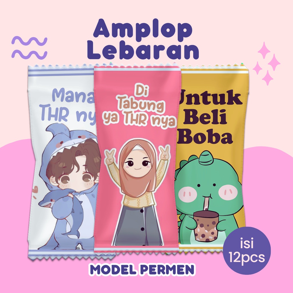 

isi 12 amplop lebaran viral model bungkus permen C series