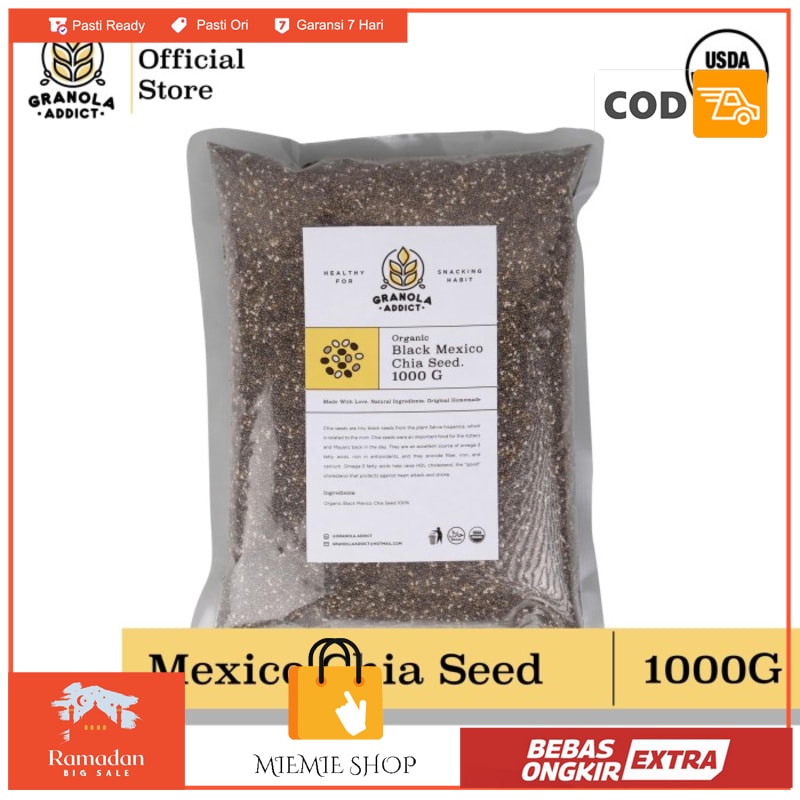 

Black Chia Seed Mexico Organic / Organik 1KG - Granola Addict Ingredi