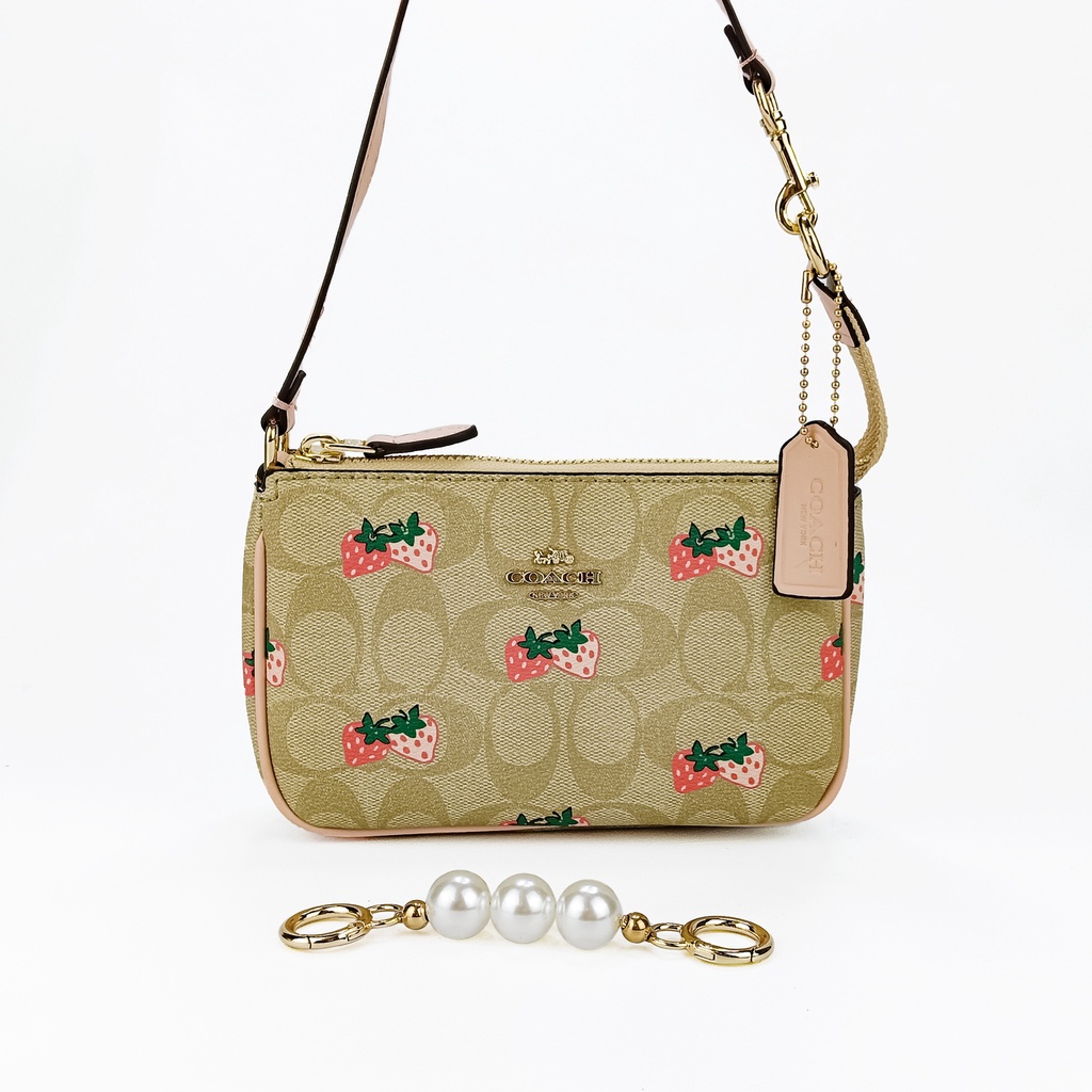 Coach Nolita 19 Signature Women Shoulder Mahjong Bag Wristlet Beadchain Pearl C3308