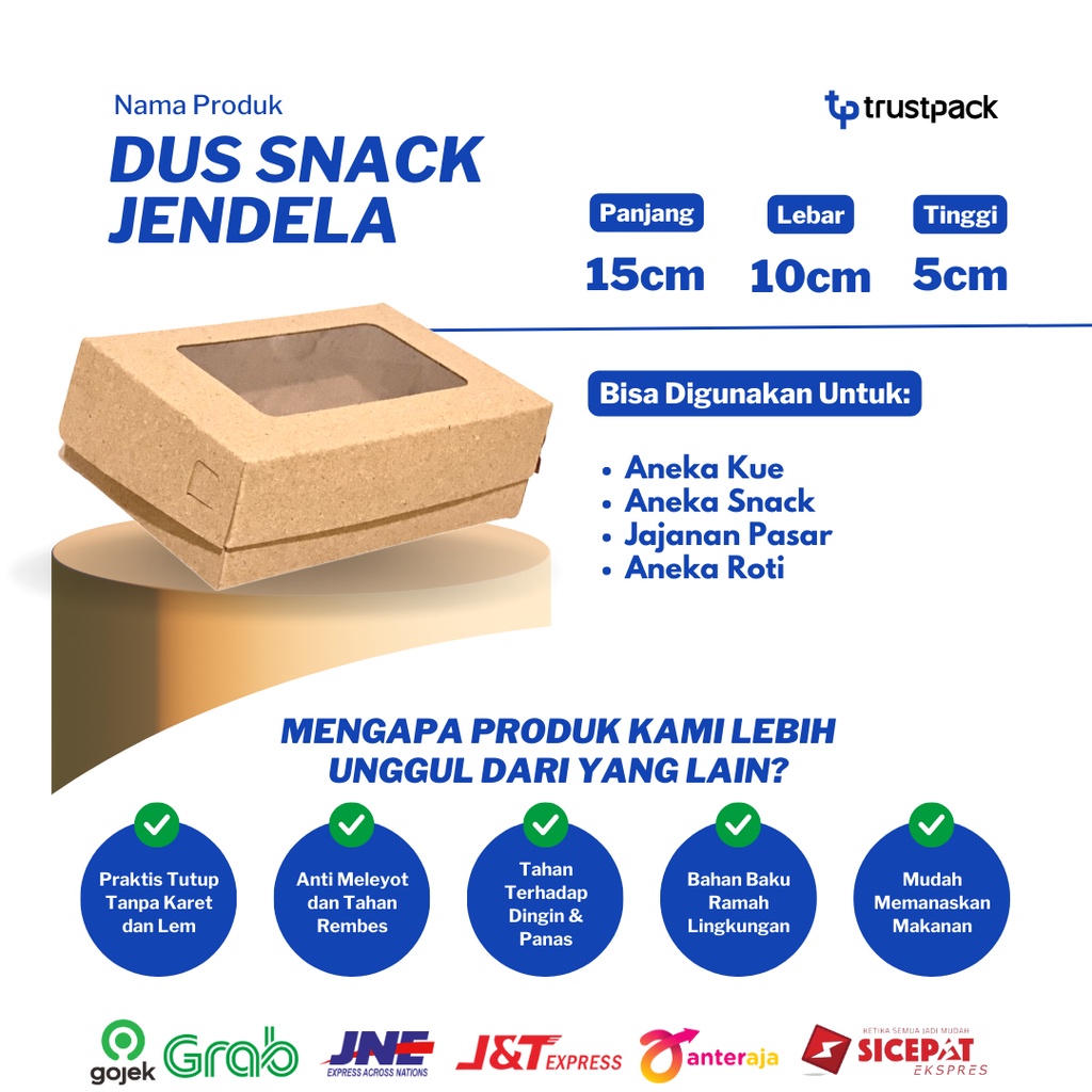 Dus Box Kotak Brownies S Kraft Laminasi 15x10x5/ dus roti/ dus snack