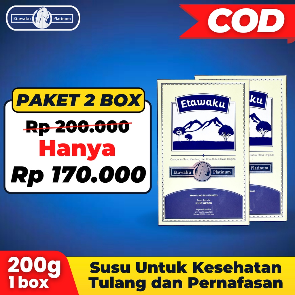 Etawaku Platinum 2 Box 100 % Susu Kambing Etawa Murni Rendah Gula Bebas Pengawet Bantu Atasi Masalah Pernafasan