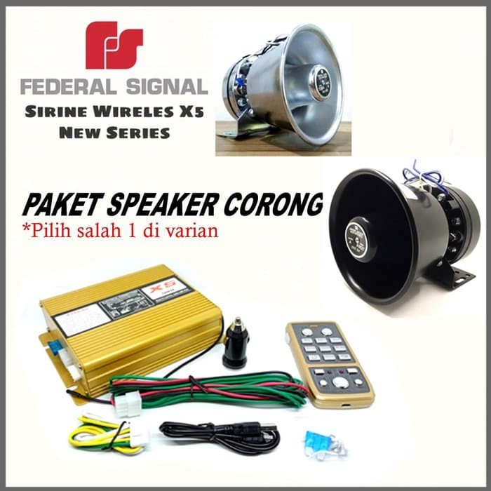 Sirine Polisi 200 Watt Wireless FEDERAL SIGNAL X5 New S.Slim