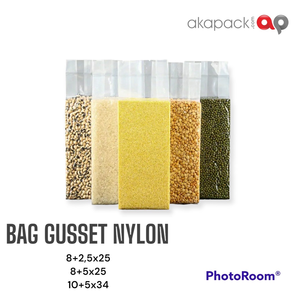 KEMASAN PLASTIK GUSSET VACUUM BAG NYLON / KEMASAN BERAS / UK 8+5X25cm