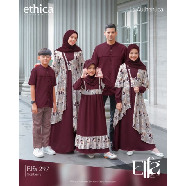 (COD) Terbaru sarimbit keluarga 2023 ETHICA ELFA 297 Goji Berry ll Seragam keluarga gamis Koko ll Ka