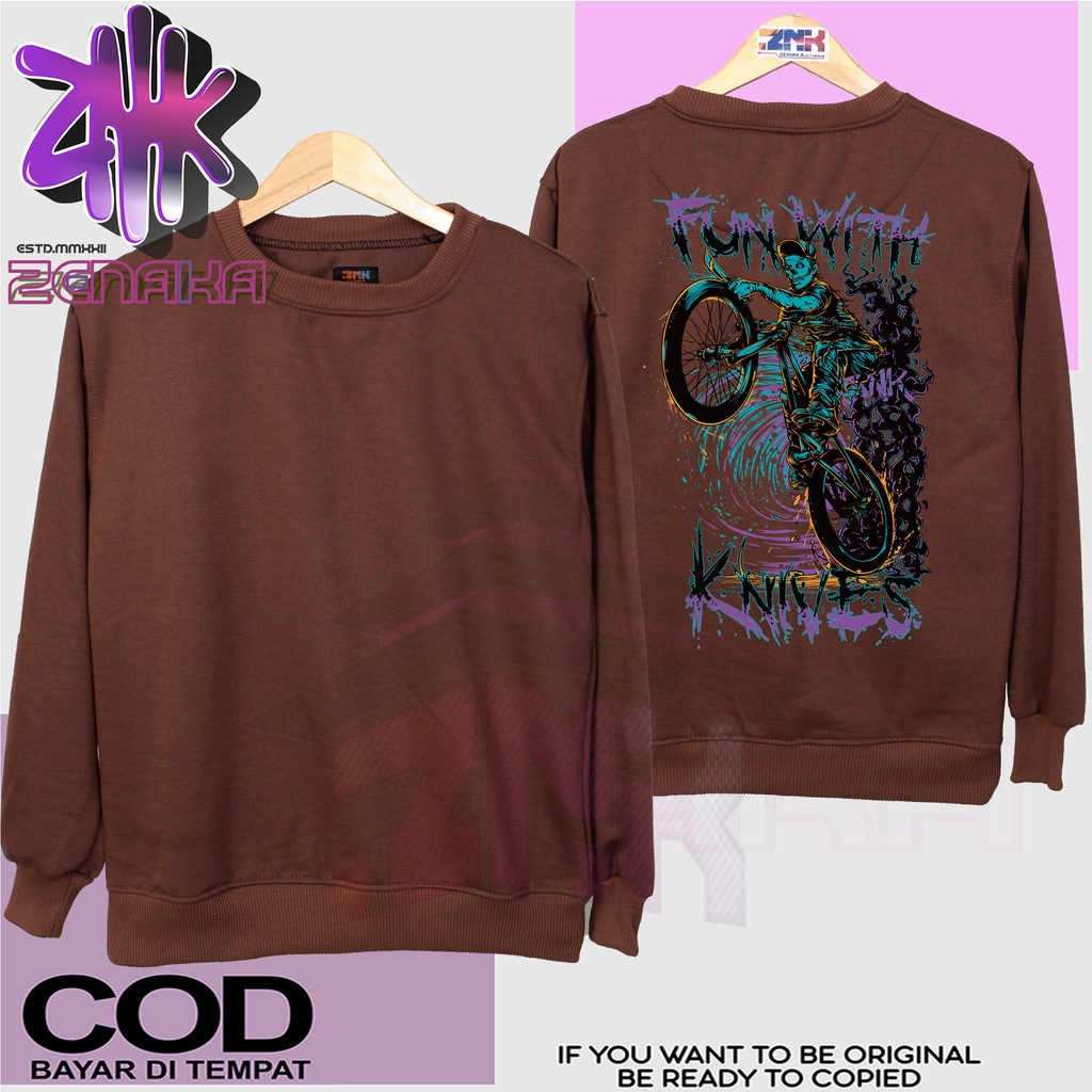 Zenaka Crewneck pria distro aesthetic Crewneck pria oversize tebal Crewneck pria polos tebal warna mocca Sweater pria distro keren lucu 2023 Sweater pria oversize korean style Hoodie pria distro aesthetic graffity simple Knives