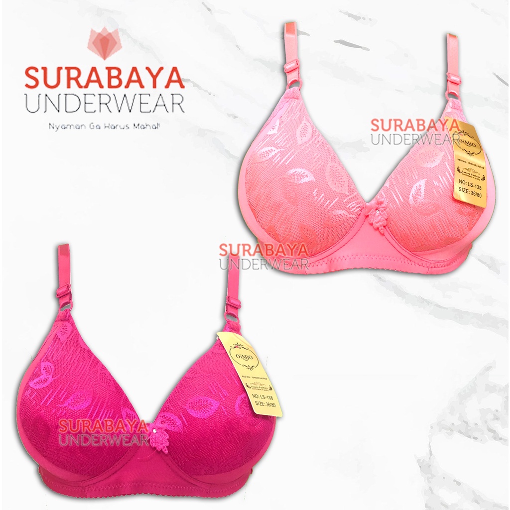 BRA BH BUSA TIPIS TANPA KAWAT MOTIF DAUN KAIT 3 SZ 36-42