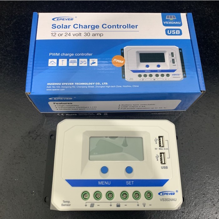 Terlaris Scc Epever Vs3024Au Pwm Scc Solar Controller 30A 12/24V Auto