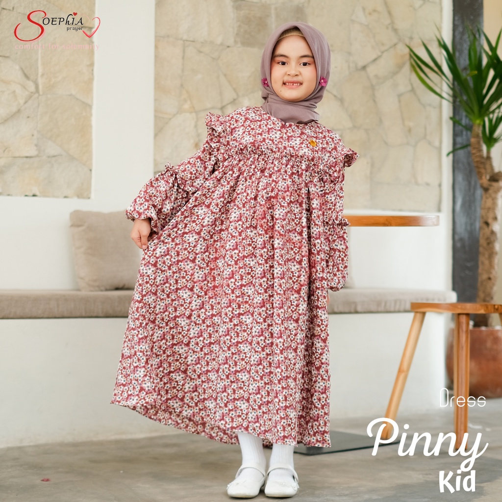 Dress PINNY Kids - Midi Dress Anak Perempuan - Gamis Anak Cantik - Gamis Anak Motif Bunga