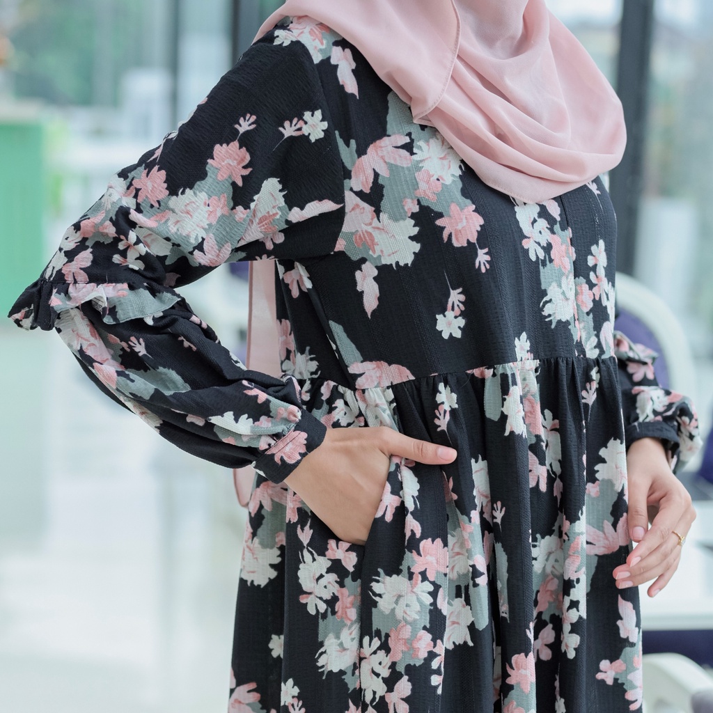 Ladybydiana NADA DRESS Gamis Remaja Untuk Lebaran Bahan Square Crincle Busui Friendly