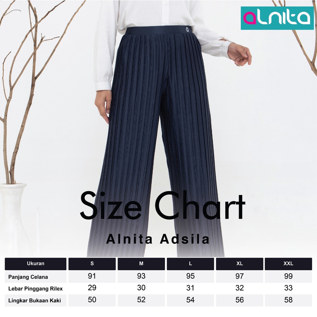 [BISA COD] Alnita ADSILA PANTS Bahan Hyget Plisket Bawahan Celana Muslimah Simpel by Alnita