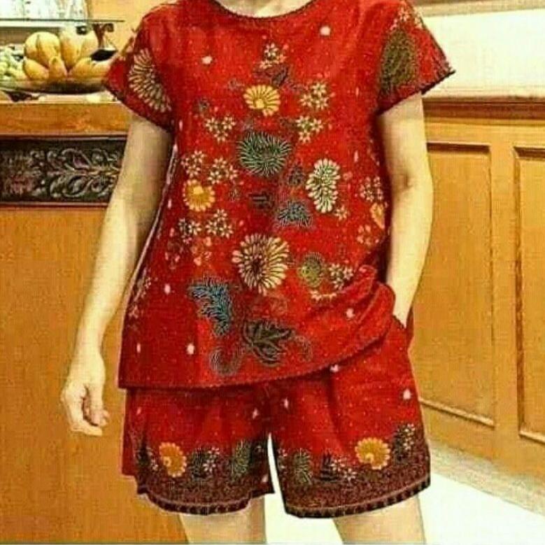 PALING DICARI Unggul Batik Setelan Celana Pendek Atasan Wanita Original LD 100 -120