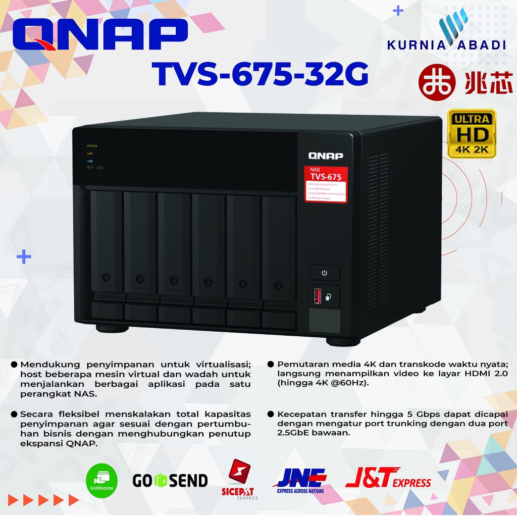 QNAP TVS-675-32G 32GB RAM 6-Bay Server External Storage Cloud NAS