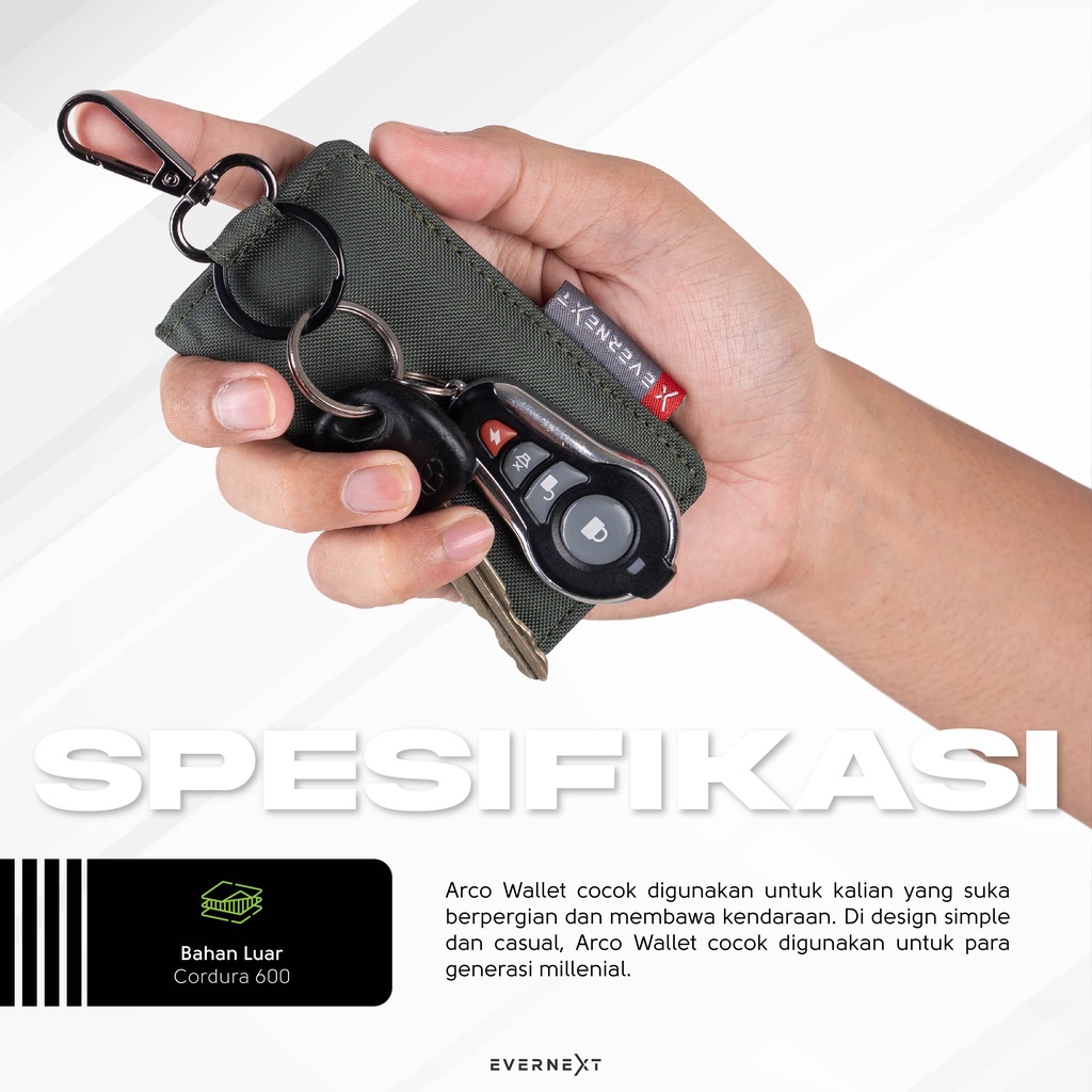 Gantungan Kunci Kendaraan Key Wallet Organizer Dompet Kartu Stnk SIM Etoll Motor Mobil – KHAKI