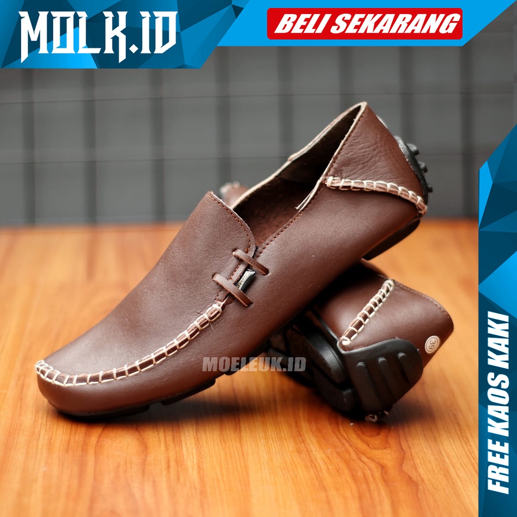 MOLK Sepatu Slip On Pria Kulit Asli Original Cvny Formal Casual Termurah Selop Slop Pria