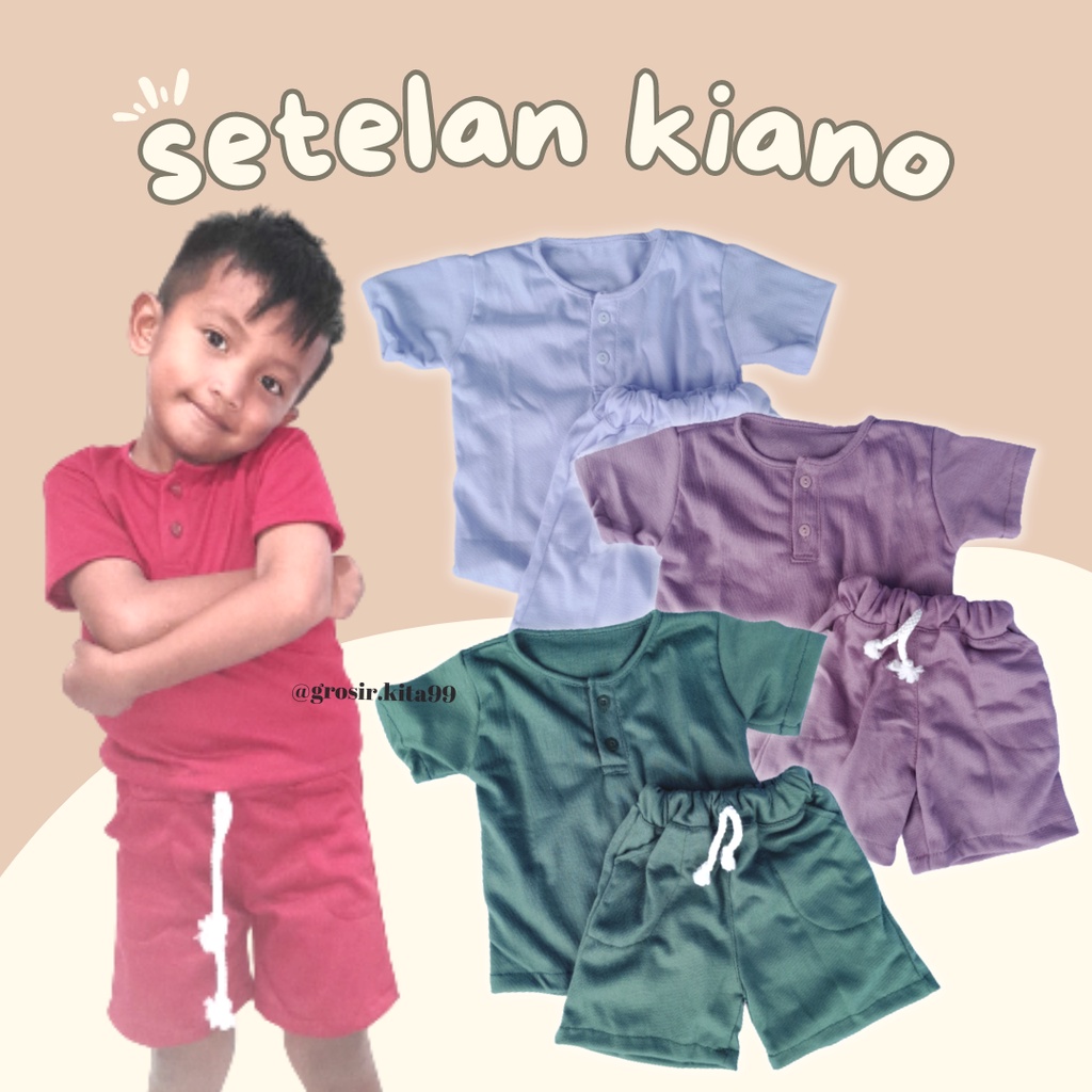 setelan anak laki-laki dan perempuan / set kiano / Setelan baju anak Kiano Pendek