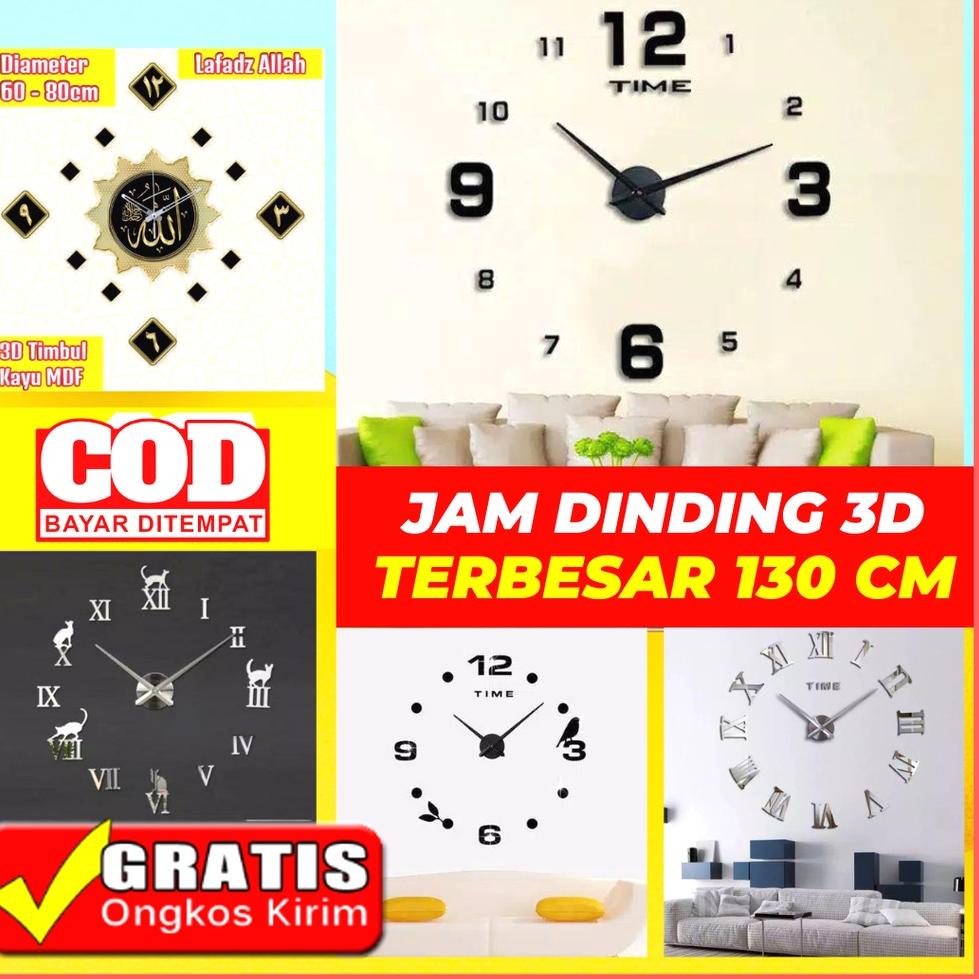 HOT SALE Jam Dinding Besar 130cm Ukuran Super Jumbo | Jam Dinding Tempel Tembok DIY Unik | Jam Dindi