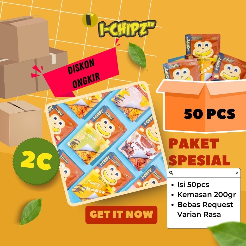 

PAKET SPESIAL 2C - Keripik Pisang I-CHIPZ 200gr (50pcs)