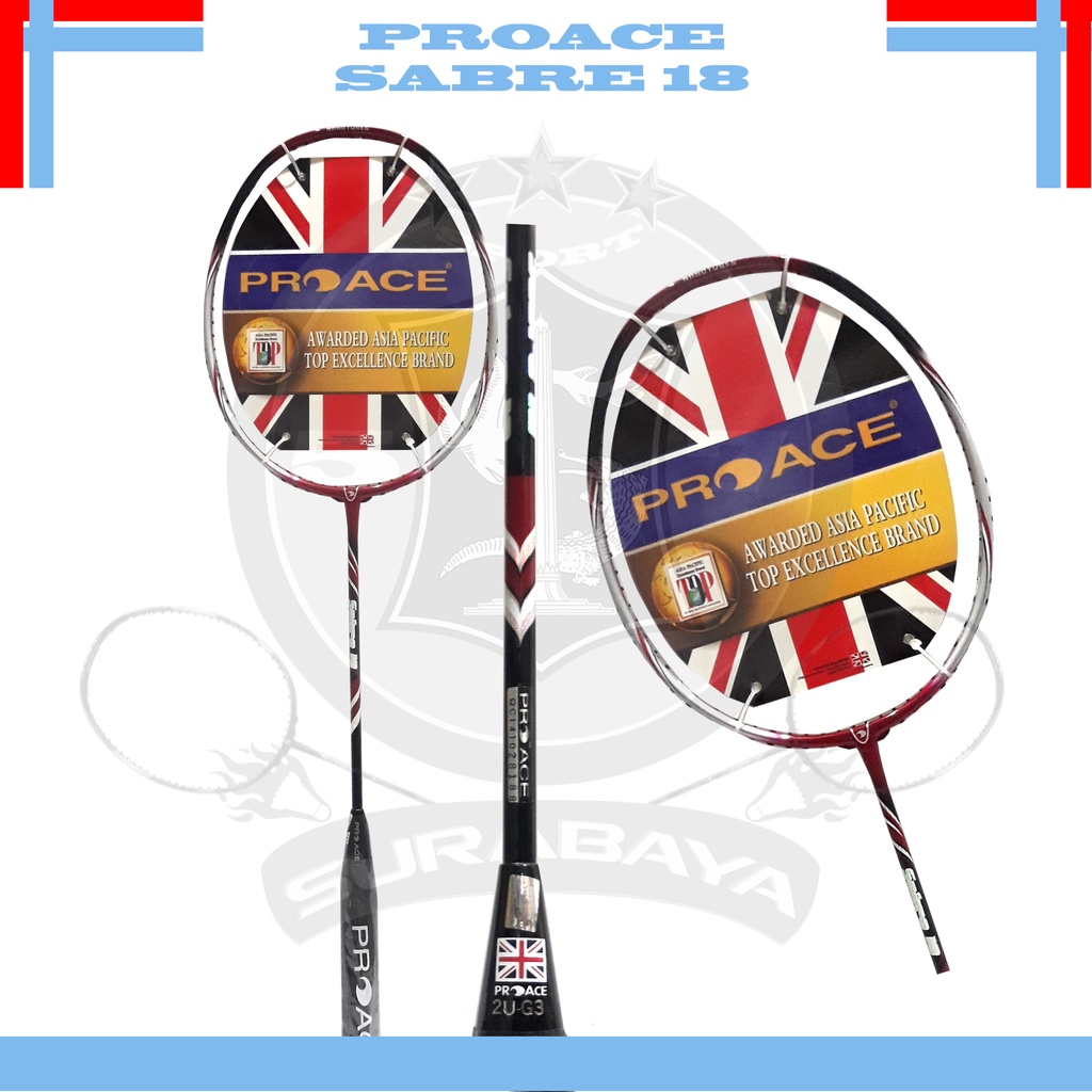 Raket Badminton Original Pro Ace Sabre 18 Bonus Komplit