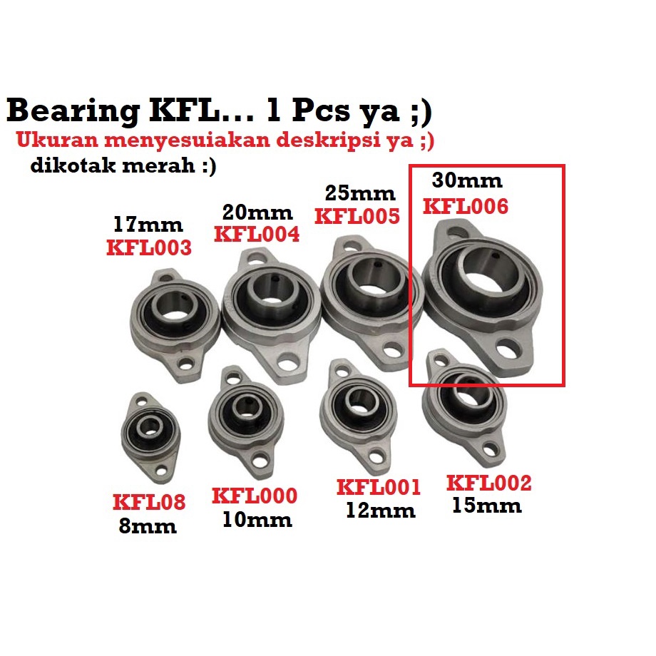 [HAEBOT] Bearing Pillow Block KFL006 30mm Bracket Holder Shaft LeadScrew CNC 3D Printer Ball Threaded Rod As Besi Mekanik Screw Vertikal