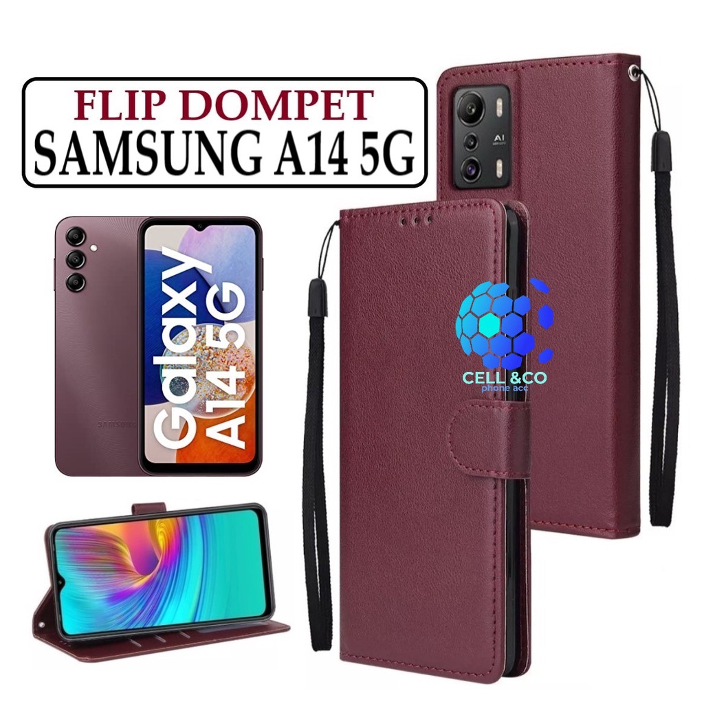 FLIP COVER SAMSUNG A14 5G LEATHER WALLET PREMIUM FLIP CASE BUKA TUTUP KESING HP CASING FLIP CASE WALLET SAMSUNG A14 5G