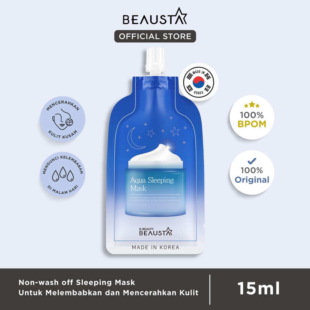 BEAUSTA Aqua Sleeping Mask (20ml) - Masker Tidur Glowing, memperbaiki skin barrier