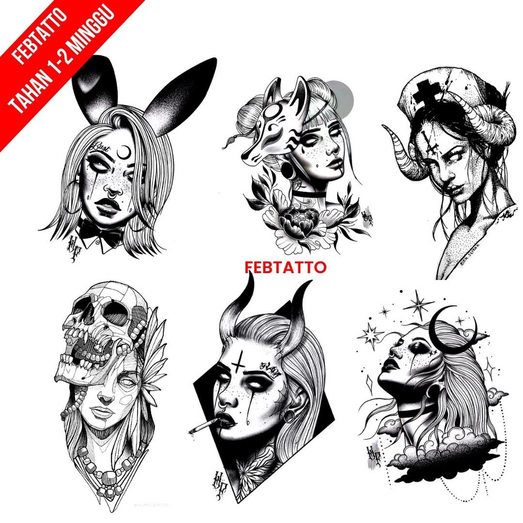 Tato Temporer Wanita Cantik Iluminati Tato kecil Stiker Tatto - PEWE 7-12