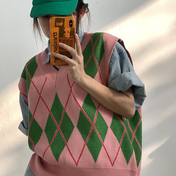 Pink Green vest