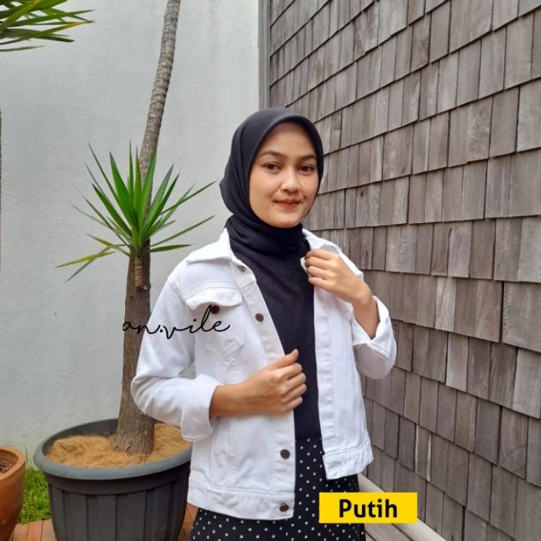 RECOMENDED JAKET CROP PUTIH JEANS WANITA by an.vile