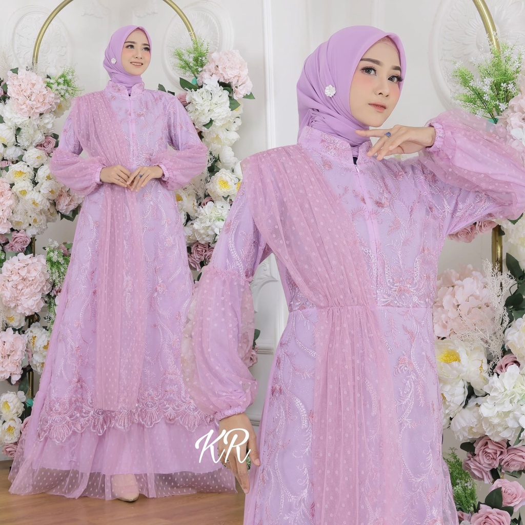 PCS MAXY KAMILLA KR FASHION PAKAIAN WANITA GAMIS MAXI DRESS BAHAN BRUKAT