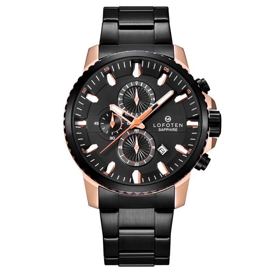 LOFOTEN Watch - Jam Tangan Pria - Sapphire - F-6503M - Chronograph - Rosegold