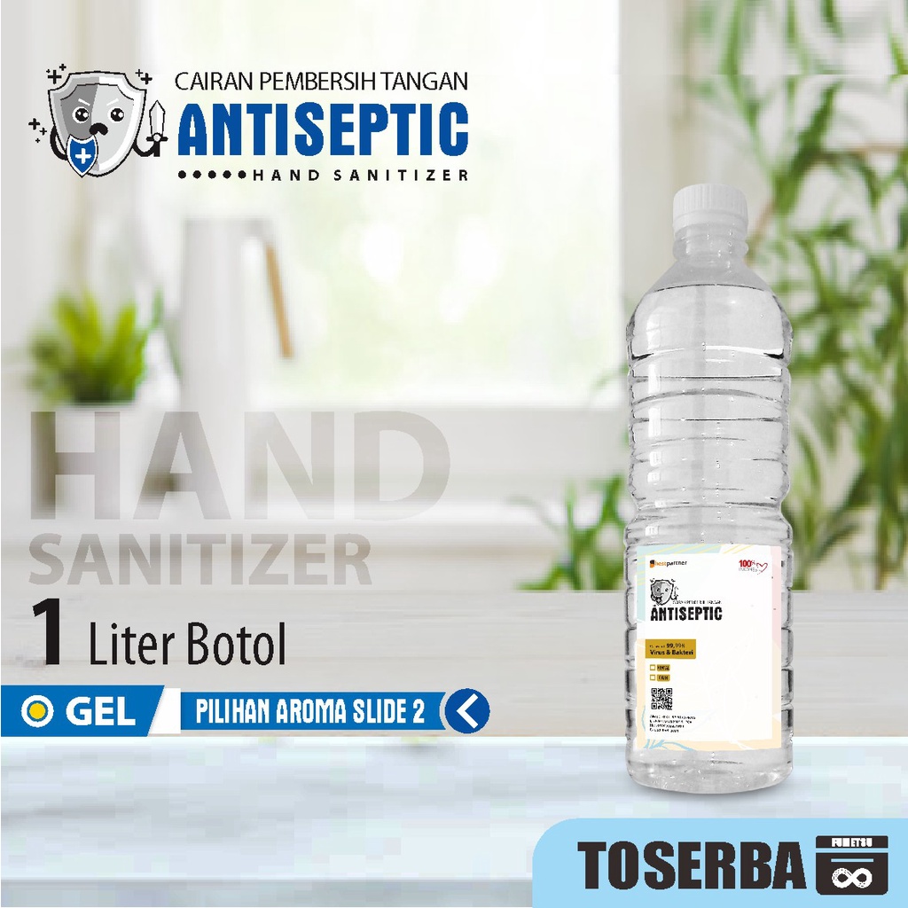 Hand Sanitizer Gel Putihan 1 Liter Antiseptic 70% Aroma Wangi ( Kemasan Botol PET)