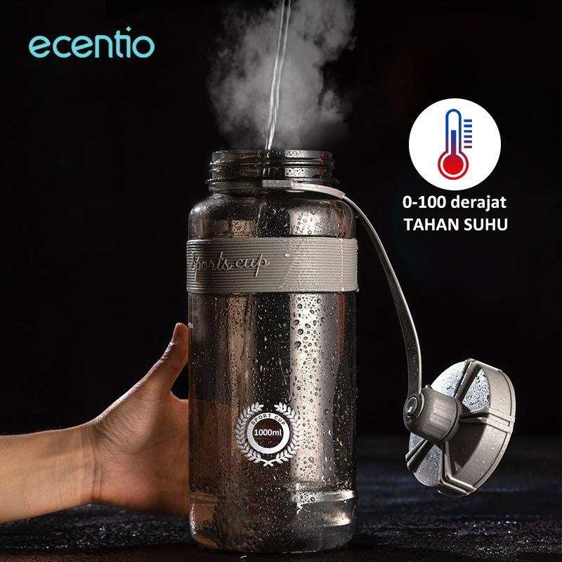 ecentio botol minum besar olahraga 1000ml/1300ml dengan sedotan anti bocor botol air minum jumbo