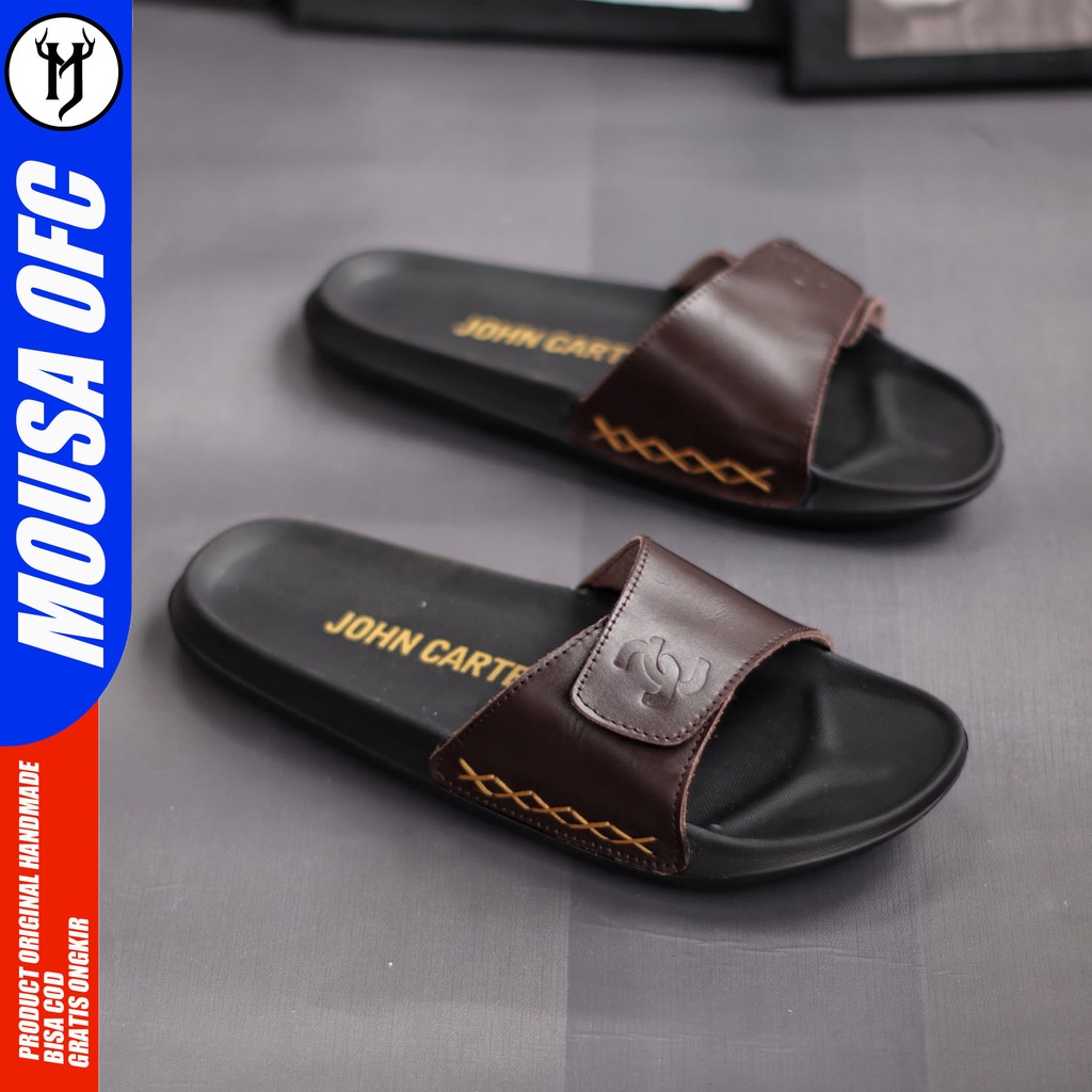 Sandal Slide Pria Kulit Asli Sendal Selop Distro Casual Pria Original Mousa Abenti