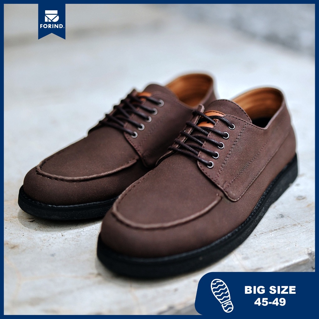 Hugo Dark Brown | Sepatu Casual Pria Boat Shoes Footwear Jumbo Big Size 45-49 Besar | FORIND x Footstep