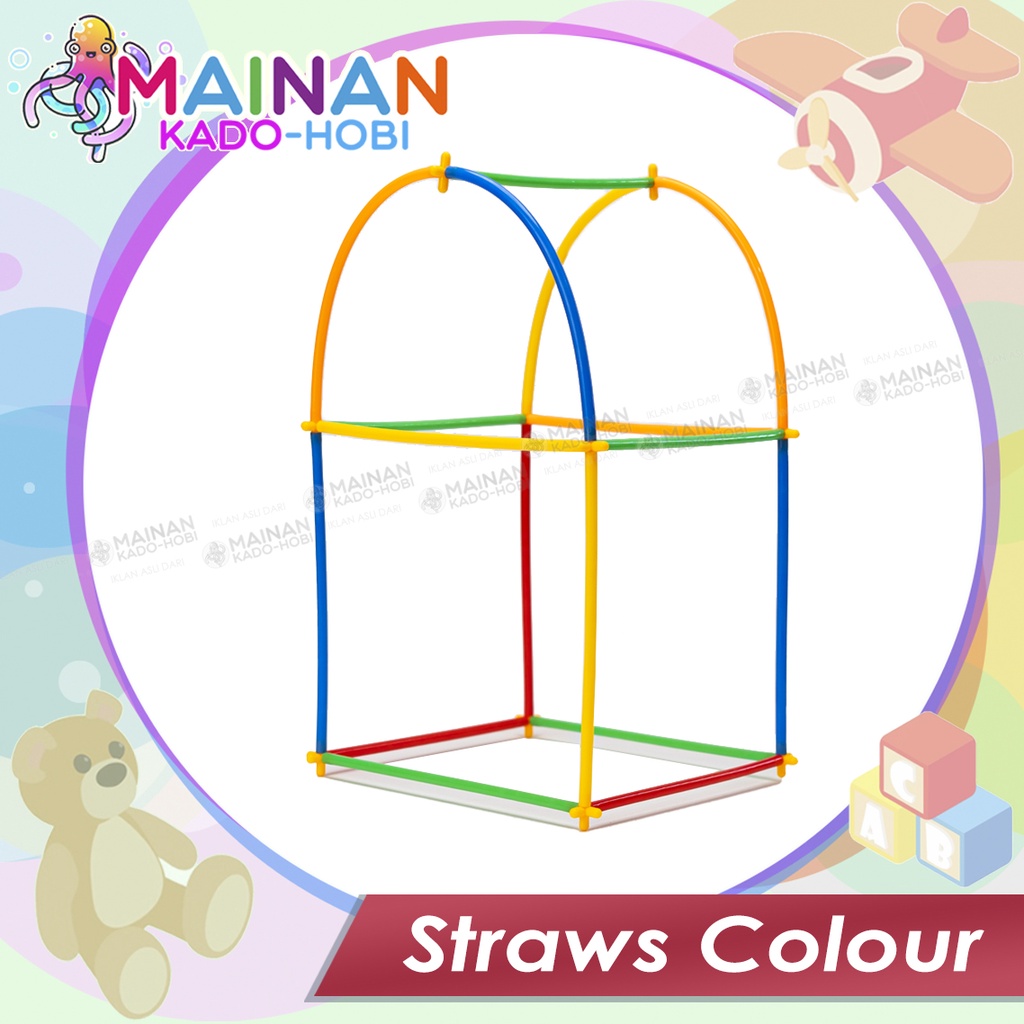 MAINAN VIRAL EDUKASI IMAJINASI ANAK DIY MAGIC STRAW 3D PUZZLE SEDOTAN WARNA