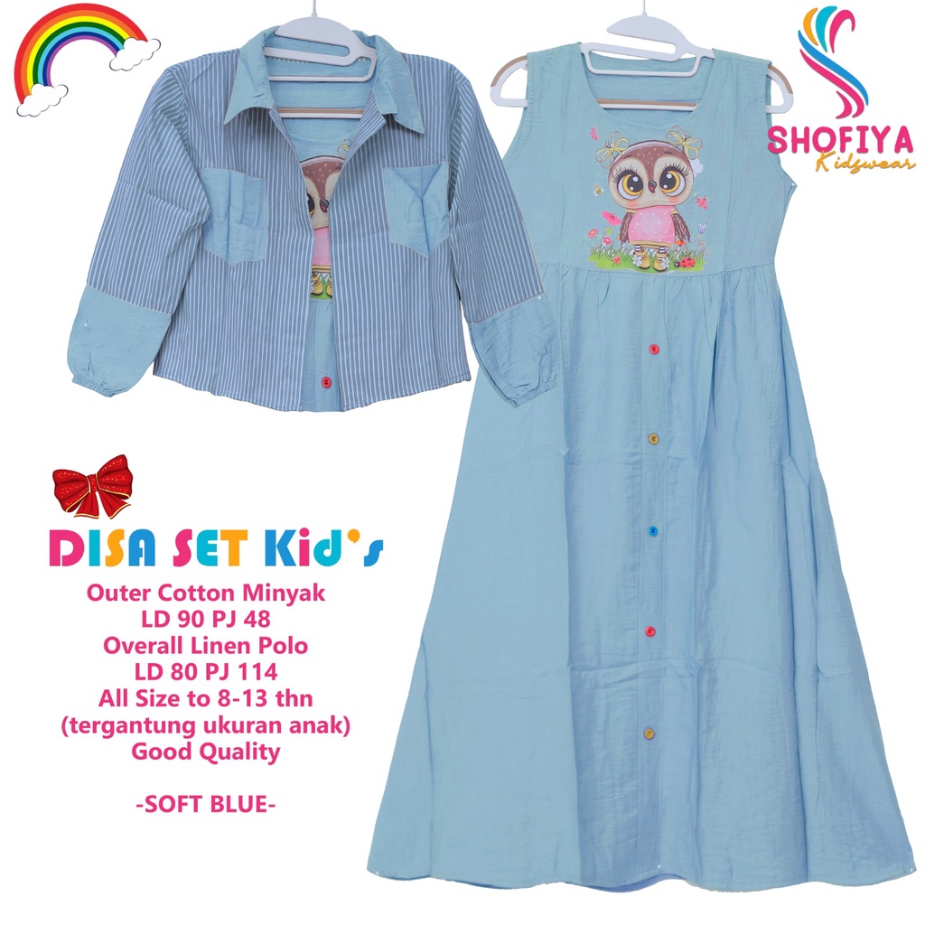 disa set teen kids stelan setelan 1 one set overal baju pakaian maxy maxi gamis syari longdress katu