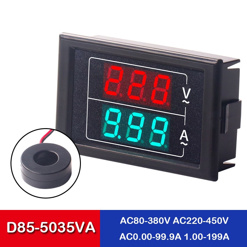 D85-5035VA Voltmeter Ammeter Digital AC60-500V 0-100A Current Meter LED Pengukur Ampere Tegangan