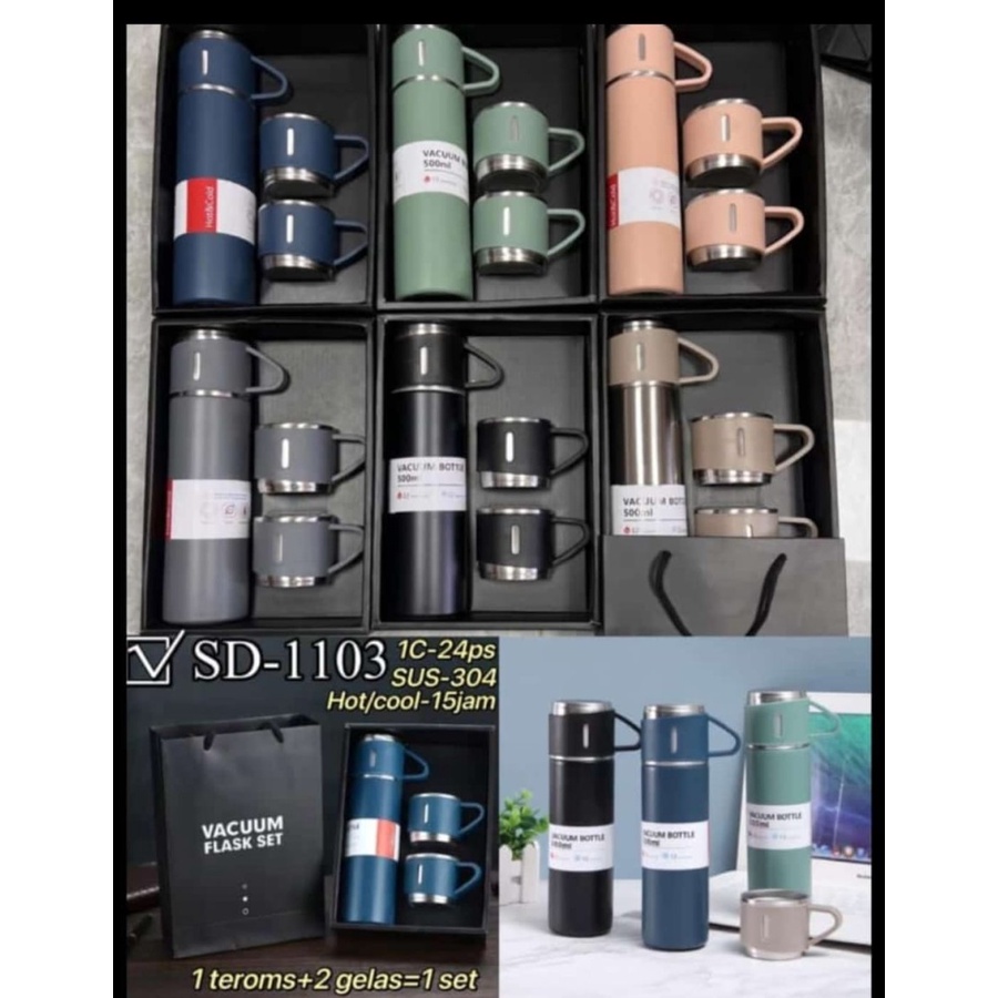 TERMOS SULTAN VACUUM FLASK SET 3IN1 - THERMOS VACUUM 500ML FLASK GIFT SET PREMIUM WITH BOX DAN PAPERBAG