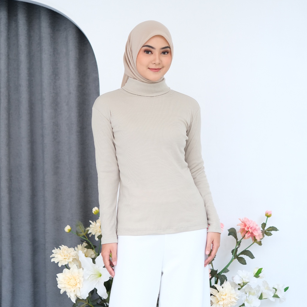 BIIU Mima Baju Kaos Roller Turtleneck Rib Knit Tangan Panjang