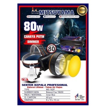 Senter kepala LED Mitsuyama MS-182P Dimer 2 Cahaya 80 Watt