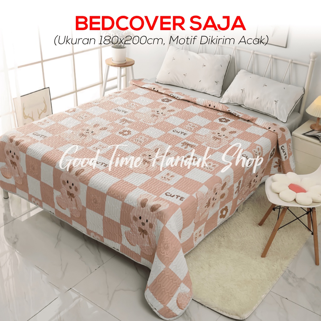 Bedcover Aesthetic Selimut Kapas Alas Kasur 2 Sisi Motif Ukuran 180 x 200 cm Bahan Tebal Import