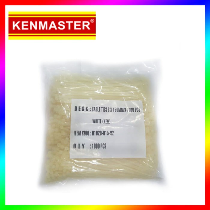 

Terlaris Kenmaster Nylon Kabel Ties 15 Cm Cable Tis 3 X 150 Mm 1000 Pcs Putih