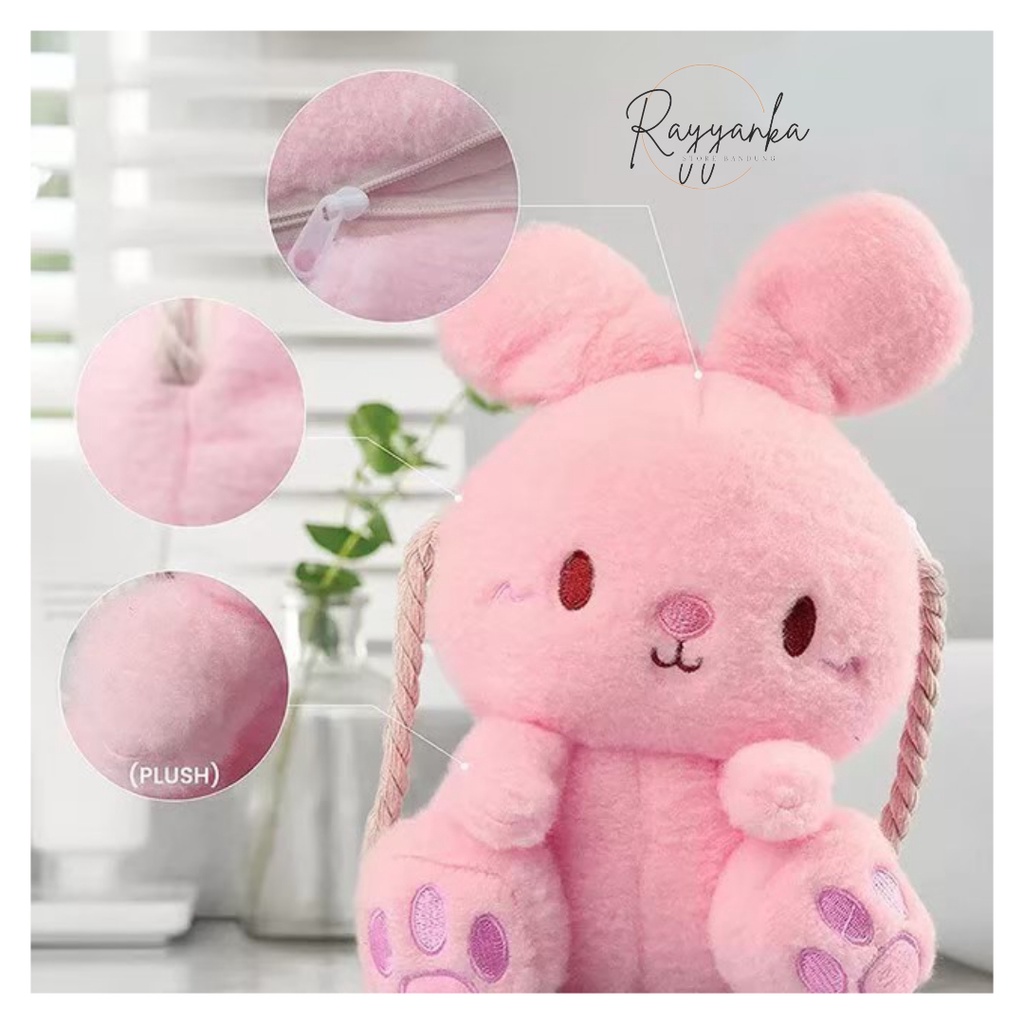 Tas Ransel Boneka Anak Perempuan Model Kelinci Bahan Lembut Dan Gratis Botol Minum