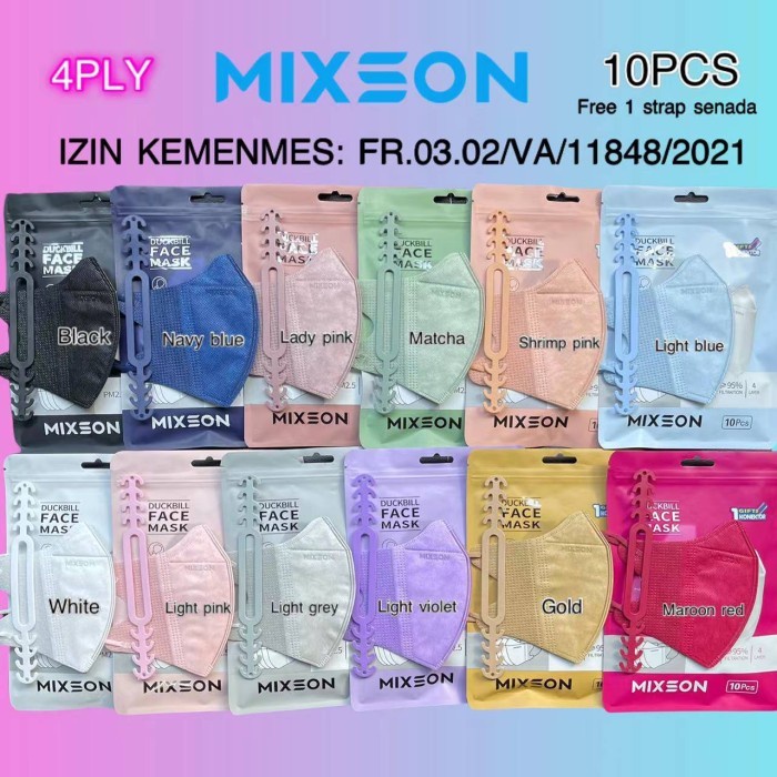 MIXSON MasKer Duckbill 4ply Earloop 4 ply Garis Hidung isi 10 pcs