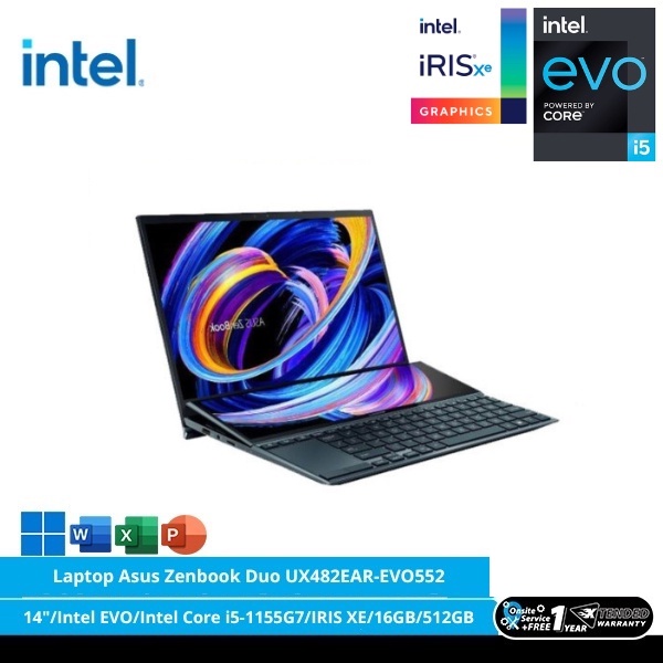 Laptop Asus Zenbook Duo UX482EAR-EVO552 [14"/Intel EVO/Intel Core i5-1155G7/IRIS XE/16GB/512GB/WIN11]