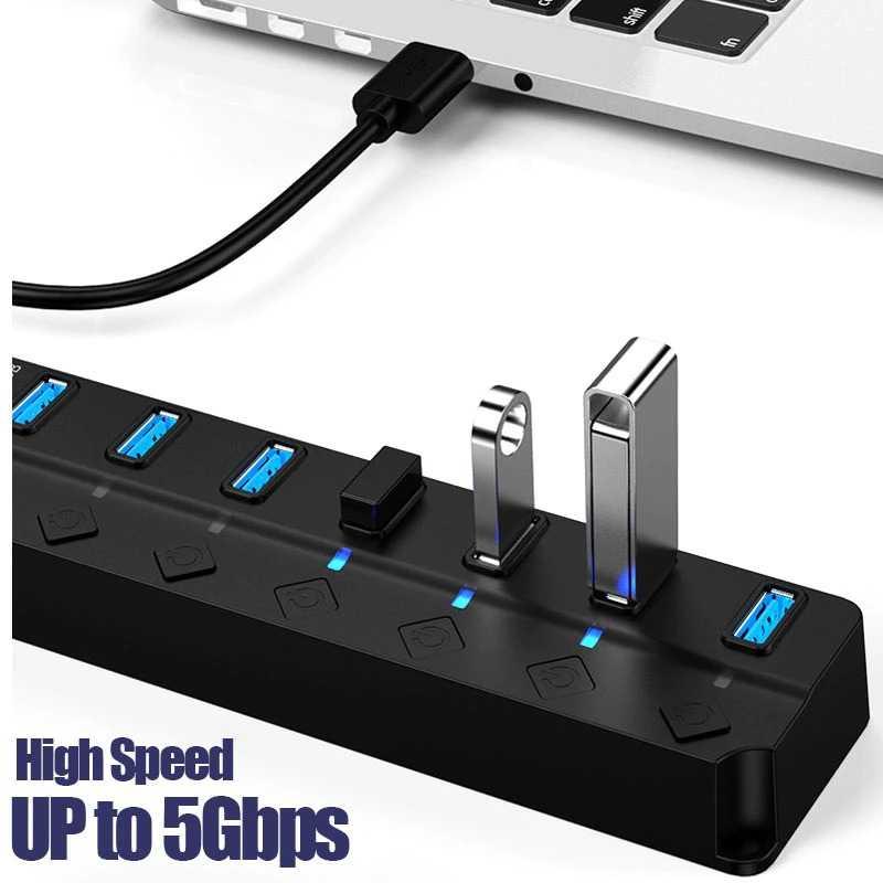 USB Hub High Speed Extender USB 3.0 With Switch - OY445 - Black