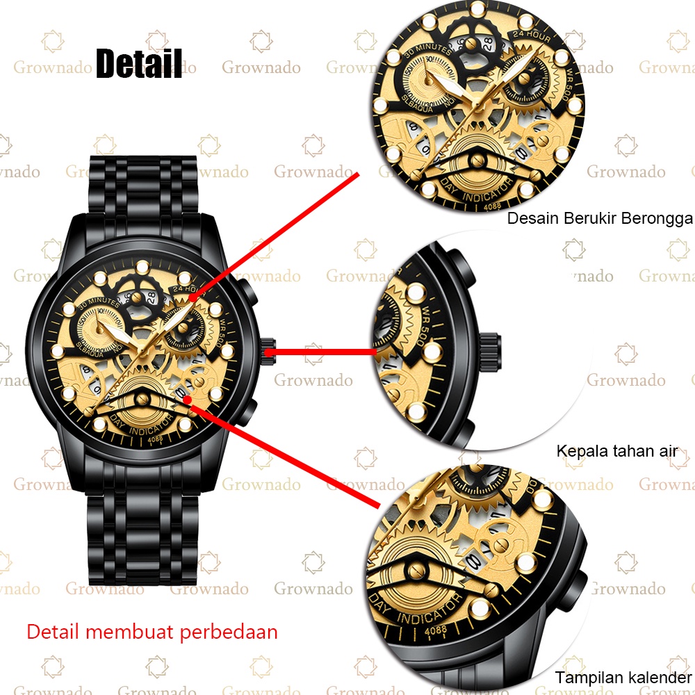 Jam Tangan Pria Anti Air Original Luxury Stainless Steel（Free BOX+Kartu Garansi）