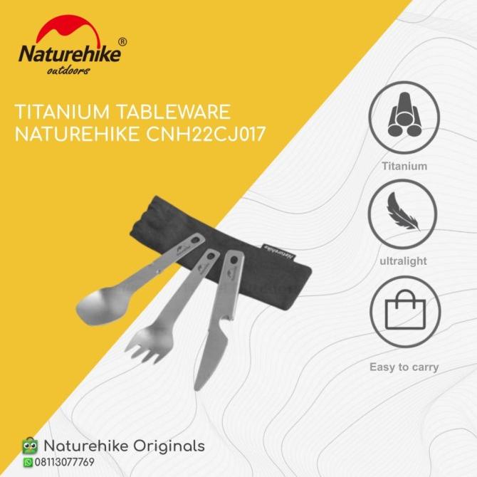 TITANIUM TABLEWARE PISAU SENDOK GARPU CAMPING NATUREHIKE CNH22CJ017